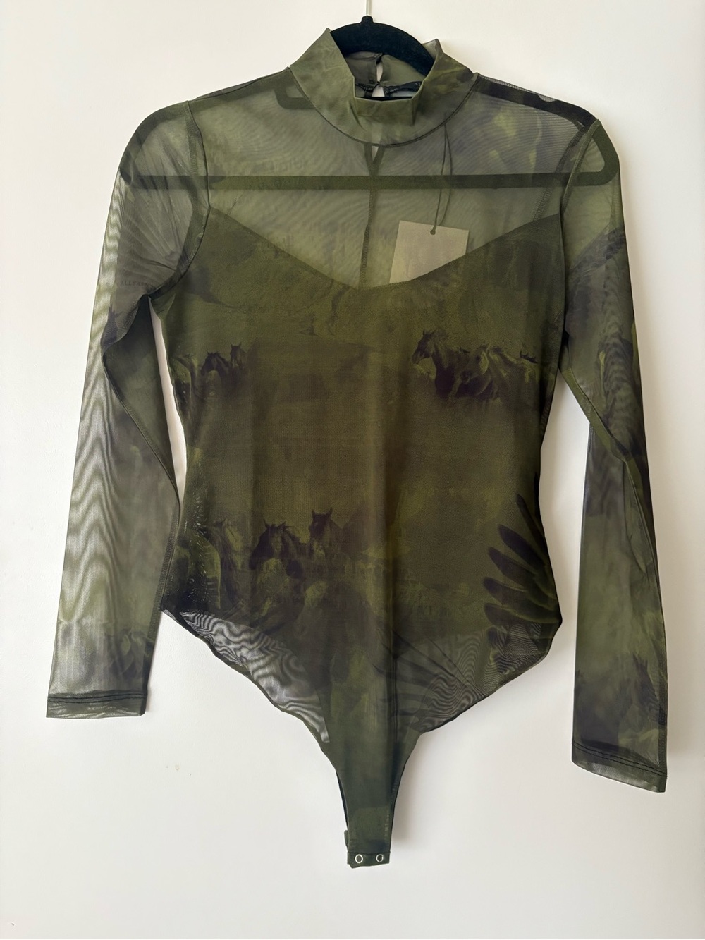 All Saints Sheer Long Sleeve Bodysuit